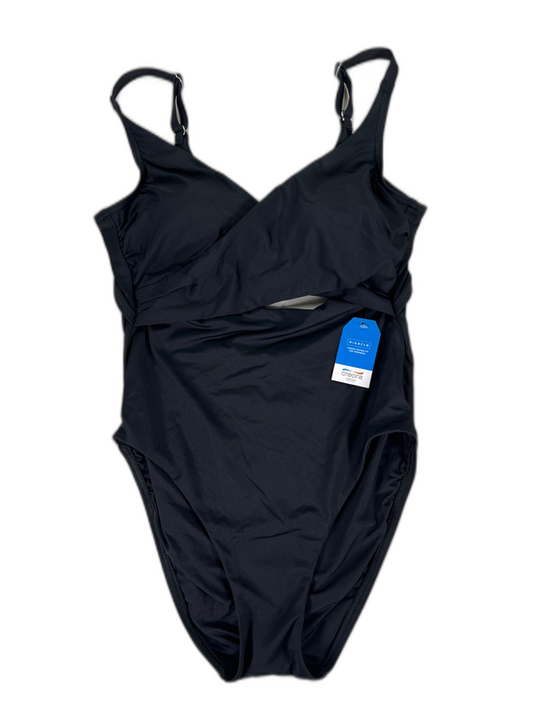 Lands' End Women's Black Monokini Wrap High Leg One Piece Swimsuit - 8