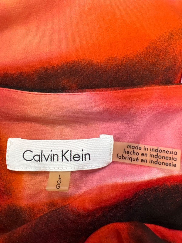Calvin Klein Women's Red 3/4 Sleeve Keyhole Front Blouse - L image 3