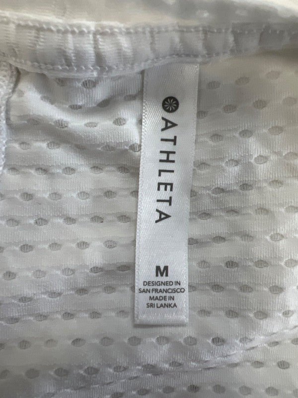 Athleta Women's White Chi Dot Mesh Train Athletic Short Sleeve Shirt - M image 3