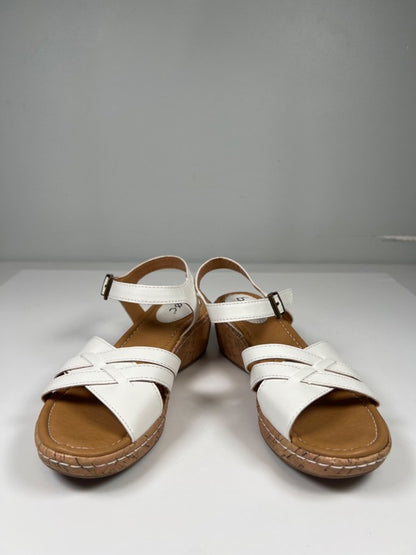 BOC Born Women's White Cork Strappy Slingback Adjustable Wedge Sandals - 7 image 6