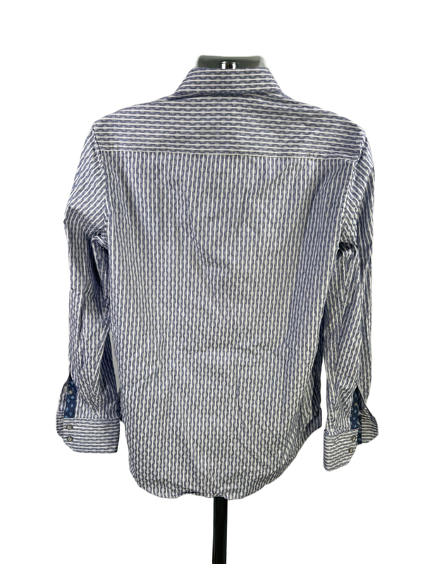 Robert Graham Men's Blue Striped Button Up Flip Cuff Classic Dress Shirt - M image 2