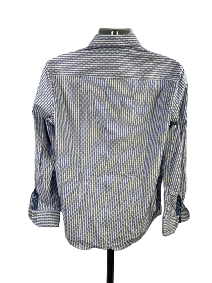 Robert Graham Men's Blue Striped Button Up Flip Cuff Classic Dress Shirt - M image 2