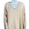 Lucky Brand Women's Beige/Cream V Neck Long Sleeve Sweater - M