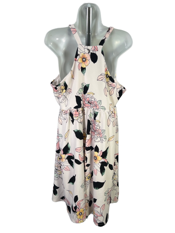 Torrid Women's White Floral Textured High Neck Sleeveless Midi Dress - 1 Plus image 2