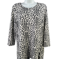 Chico's Women's White/Black Animal Print 3/4 Sleeve Shirt - 1/US M