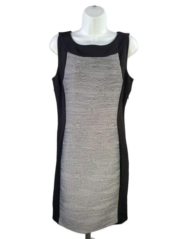 Calvin Klein Women's Black/Gray Sleeveless Side Zip Sheath Dress - 10