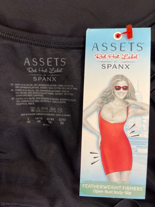 Spanx Assets Women's Black Red Hot Label Lined Open Bust Bodysuit Slip Dress - L image 3