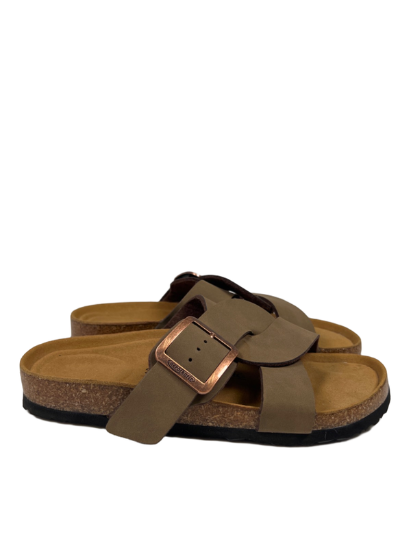 Aerothotic Women's Brown Suede Kai Cork Recovery Adjustable Sandals - 38/US 8