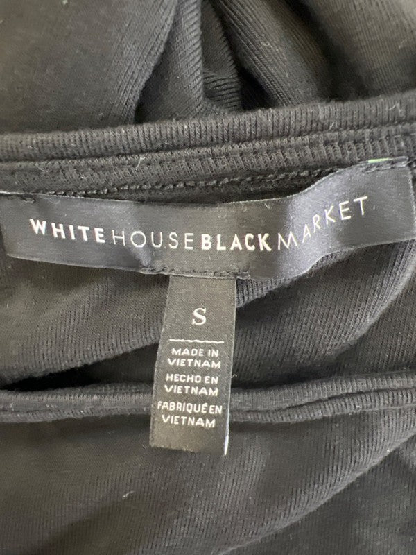 White House Black Market Womens Black Short Cold Shoulder Sleeve Shift Dress - S image 3