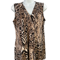 Dana Buchman Women's Brown Animal Print Sleeveless V-Neck Top - S