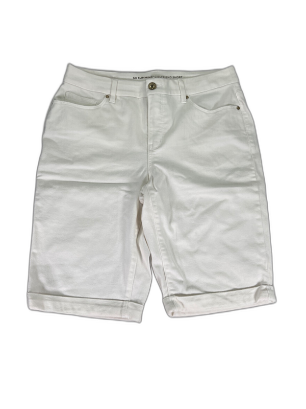 Chico's Women's White So Slimming Girlfriend Stretch Denim Shorts - 0.5/US 6