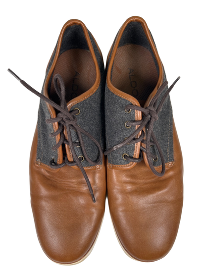 Aldo Men's Brown/Gray Leather Saddle Shoe Lace Up Oxford Sneakers - 13 image 3