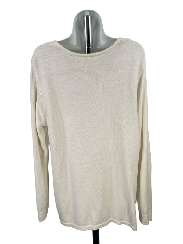 J.Jill Women's White Long Sleeve Slit Tie Side Sweater - L image 2