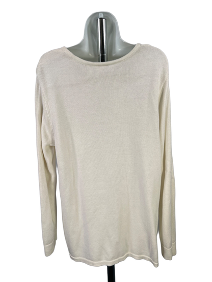 J.Jill Women's White Long Sleeve Slit Tie Side Sweater - L image 2