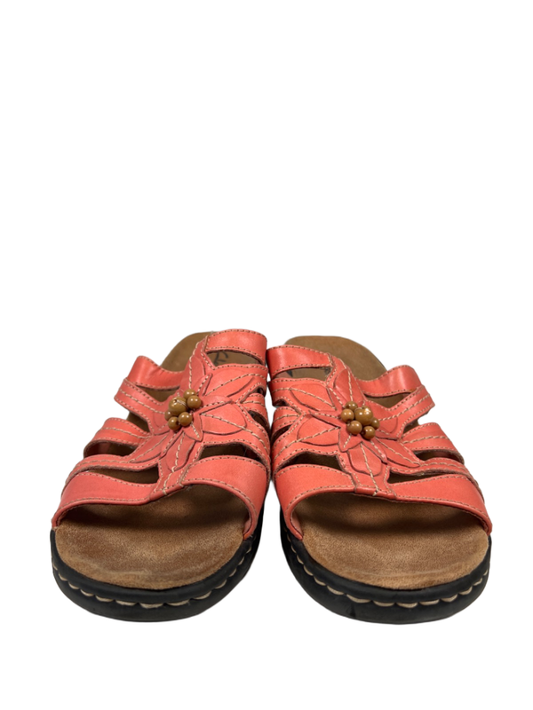 Clarks Women's Pink Lexi Myrtle Floral Beaded Slide On Sandals - 10 Extra Wide image 2