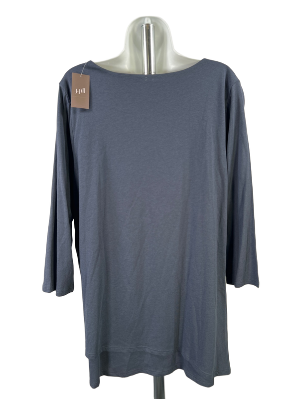Pure J.Jill Women's Gray 3/4 Sleeve Artistic Layered Front T-Shirt - L image 2