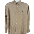 Ralph Lauren Men's Yellow/Blue Plaid Blake Long Sleeve Button Up Shirt - L