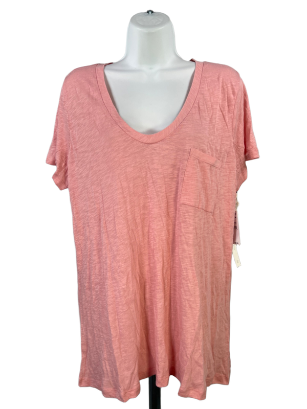 Caslon Women's Pink Pocket Front Scoop Neck Short Sleeve T-Shirt - XL