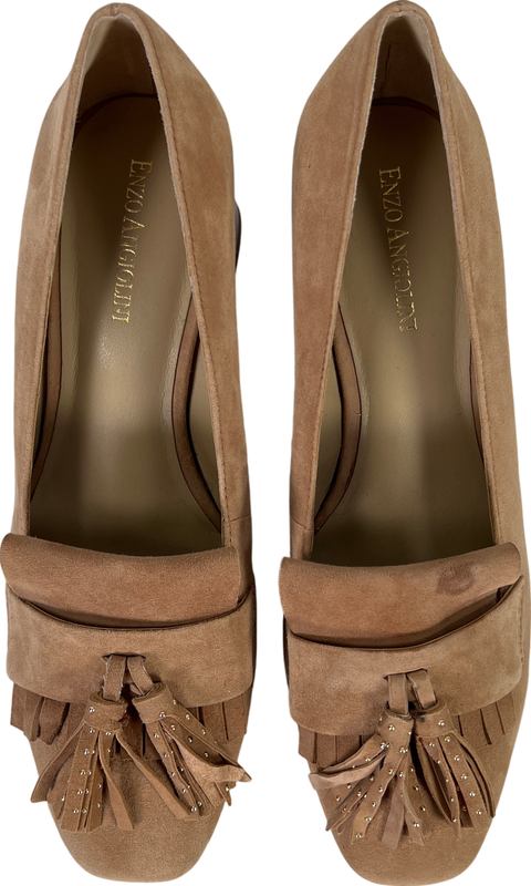 Enzo Angioini Women's Beige Fringe Block Heels - 7 image 3