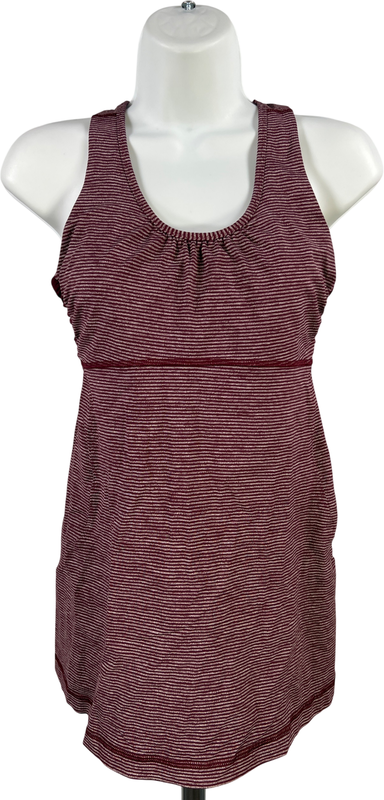 Lululemon Women’s Burgundy Stripe Turbo Tank W/ Built in Bra - 8