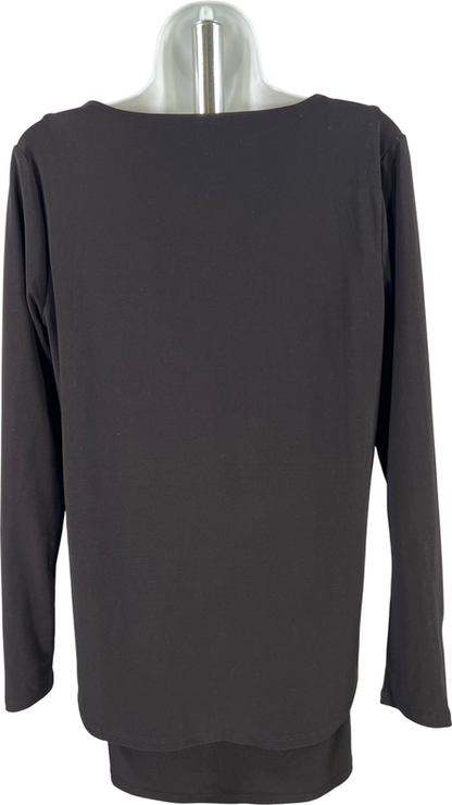 White House Black Market Women’s Black Long Sleeve Layered Blouse - S image 2