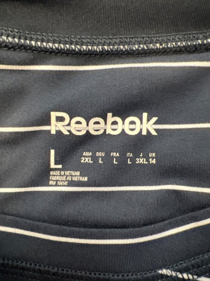 Reebok Women's Blue/White Striped Long Sleeve Athletic Shirt - L image 3
