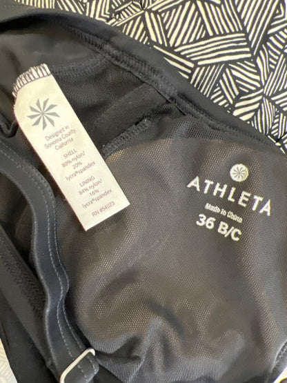 Athleta Women's Black/White Geometric Laguna Side Scrunch Tankini Top - 36 B/C image 3