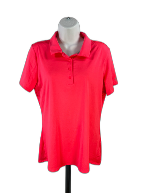Under Armour Golf Women's Pink Short Sleeve Leader Athletic Polo Shirt - L