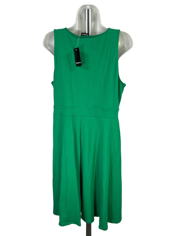 Torrid Women's Green Faux Front Wrap Sleeveless Skater Mini Dress - 0 Plus image 2
