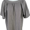 Ann Taylor Women’s Black/White Striped Short Puff Sleeve Blouse - S