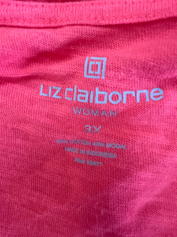 Liz Claiborne Women's Pink/Red Layered Front Cap Sleeve T-Shirt - Plus 3X image 3