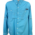 Columbia Men's Blue Checkered Long Sleeve Super Tamiami Button Up Shirt - L