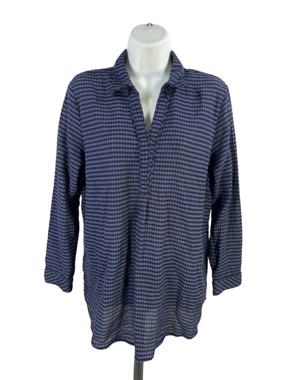 J.Jill Women’s Blue Long Sleeve V-Neck Pullover Blouse - L Petite