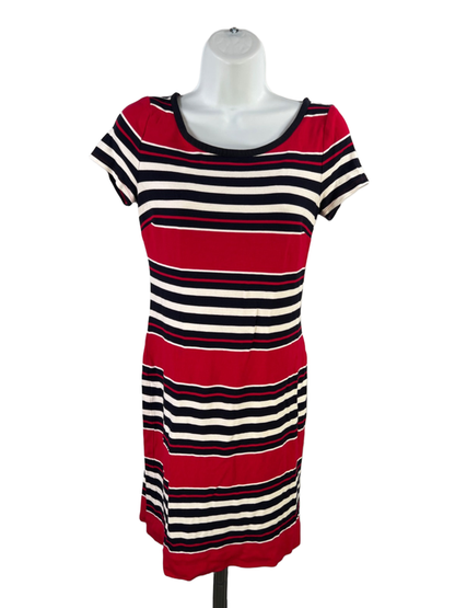 Banana Republic Women's Red Striped Short Sleeve Sheath Dress - 4