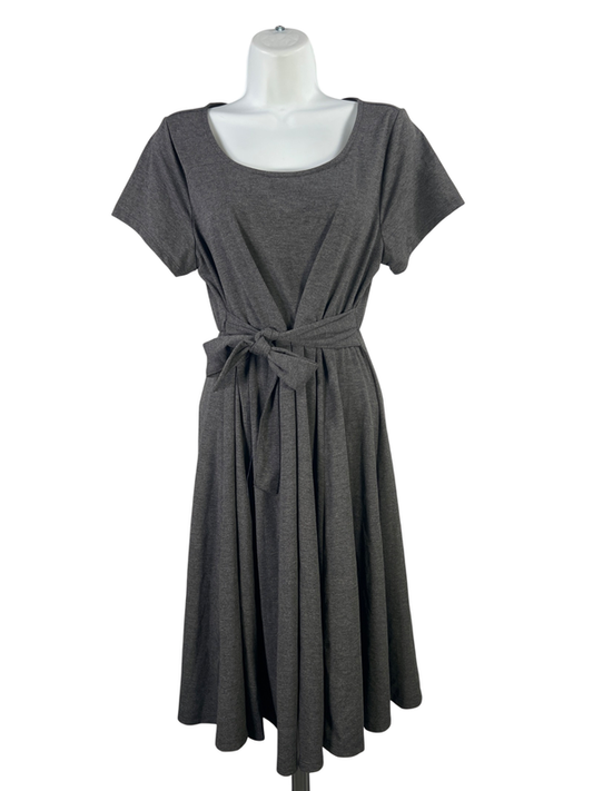 Torrid Women's Gray Jersey Knit Tie Waist Skater Dress - 0 Plus