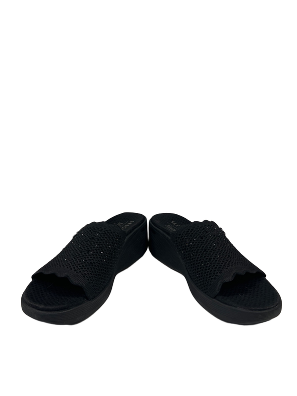 Skechers Women's Black Martha Stewart Pier Wedge Rhinestone Slide On Sandals - 8 image 6