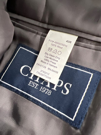Chaps Men's Gray Classic Fit 2 Button Up Blazer Suit Jacket - 40R image 3