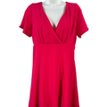 Kaileigh Women's Pink Short Sleeve V-Neck A-Line Dress - S Petite