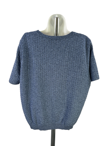 Alfred Dunner Women's Blue Textured Knit Short Sleeve Sweater Shirt - L image 2