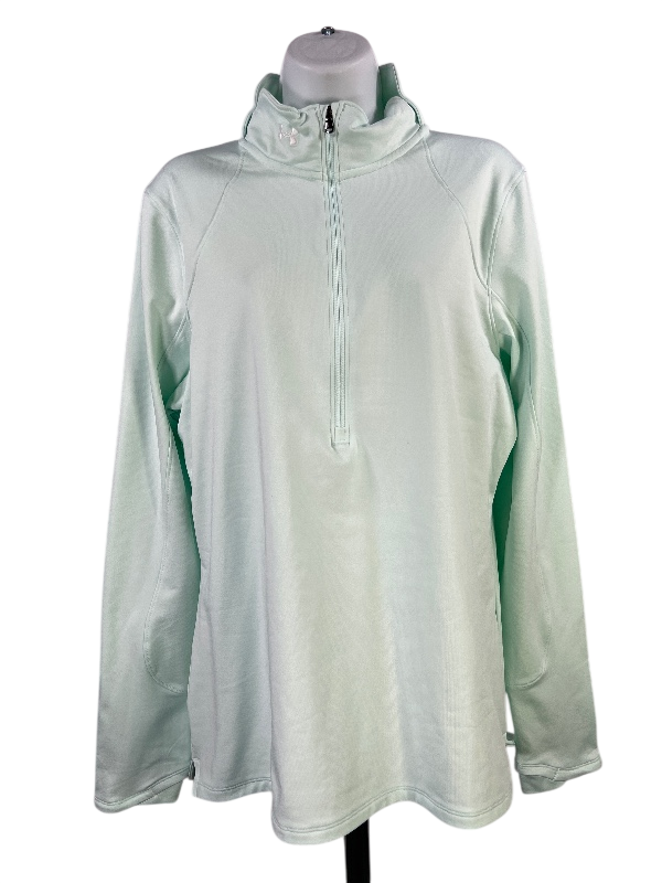 Under Armour Women's Blue/Mint Fleece Lined Fitted ColdGear Athletic Shirt - XL