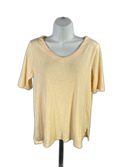 J.Jill Women's Yellow Elbow Sleeve Pima-Slub T-Shirt - S Petite