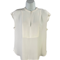 J.Crew 365 Women's White Sleeveless Keyhole Front Semi-Sheer Blouse - S