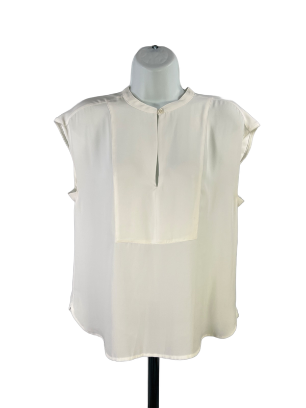 J.Crew 365 Women's White Sleeveless Keyhole Front Semi-Sheer Blouse - S