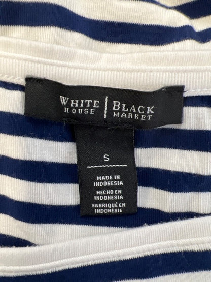 White House Black Market Women's Blue/White Striped Short Sleeve Shirt - S image 3