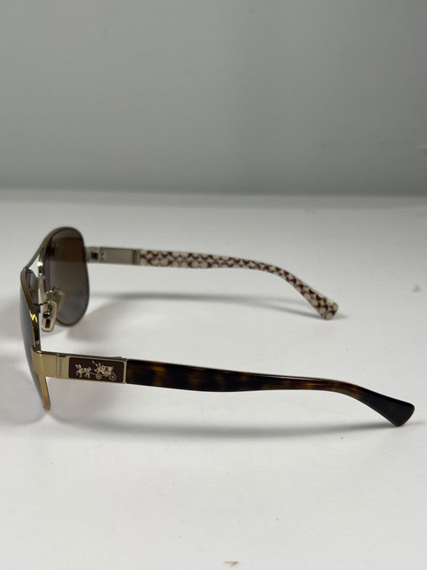 Coach Women's Dark Tortoise Sand Christina Aviator Sunglasses W/ Hardshell Case image 3
