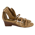 Lauren Ralph Lauren Women's Beige/Tan Leather Meira Small Wedge Sandals - 8.5