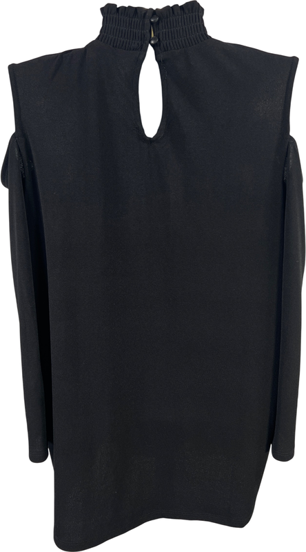 Adrianna Papell Women’s Black Cold Shoulder 3/4 Sleeve Blouse - M image 2