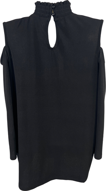 Adrianna Papell Women’s Black Cold Shoulder 3/4 Sleeve Blouse - M image 2