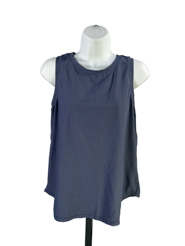 Calia Women's Blue Horizontal Ribbed Sleeveless Athletic Tank Top - L