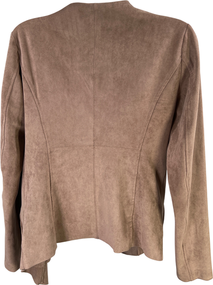 Adrienne Vittadini Women’s Brown Faux Suede Open Drape Front Jacket - XS image 2
